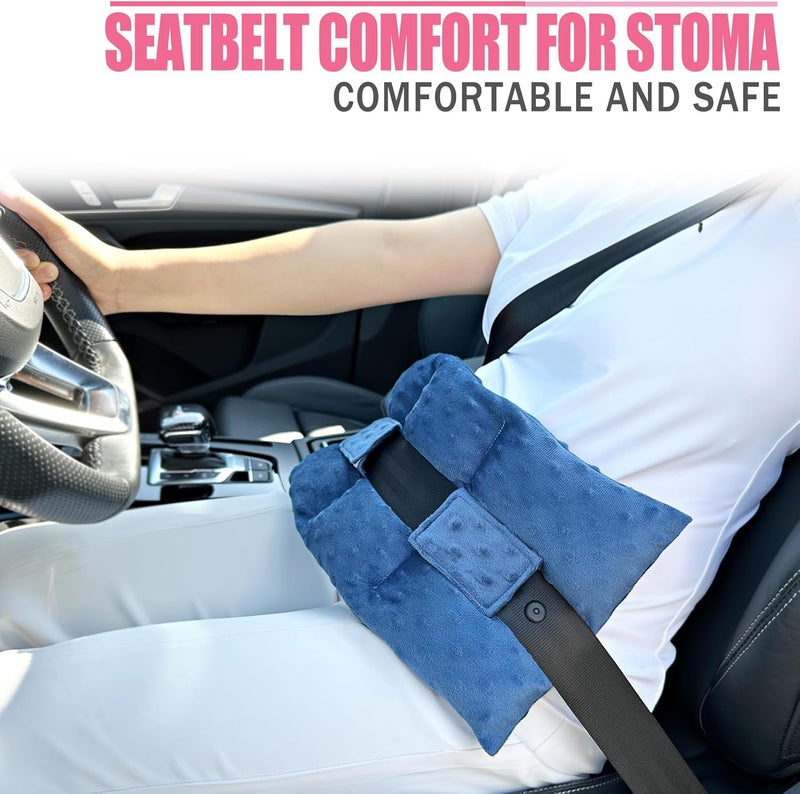 BNRendles Ostomy Seatbelt Pillow, Ostomy Driving Protector, Stoma Shiled Ileostomy Urostomy Riding Guard, No Squeezing, Ostomate Must Have Supplies, Minky Dot Denim Blue - Image 4